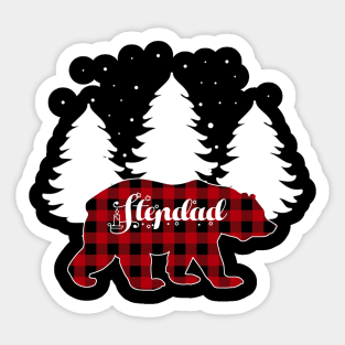 Stepdad Bear Buffalo Red Plaid Matching Family Christmas Sticker